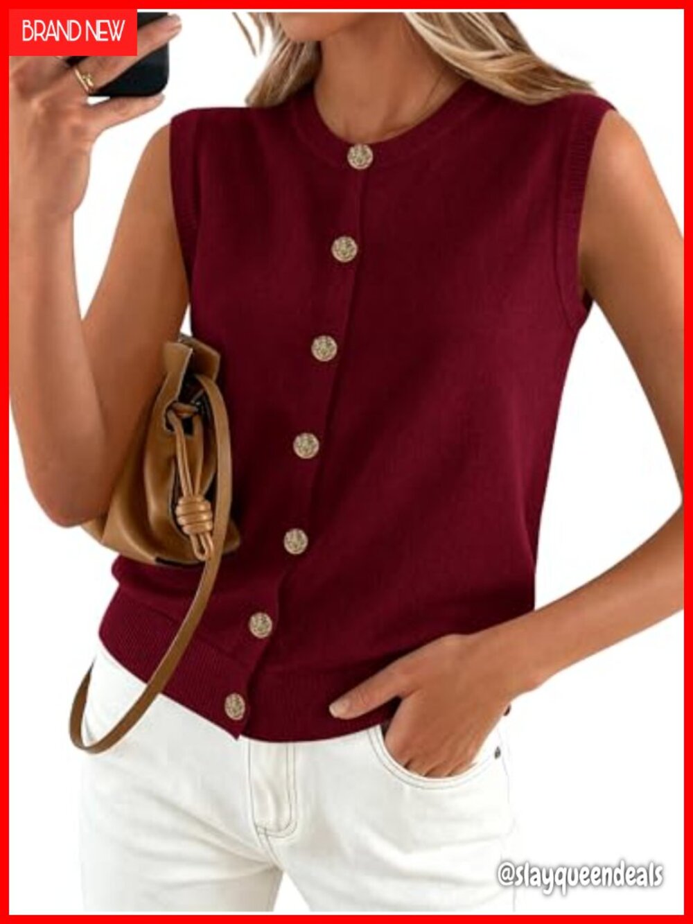 Sweater Vest Women Loose Button Down Knit Sleeveless Cardigan